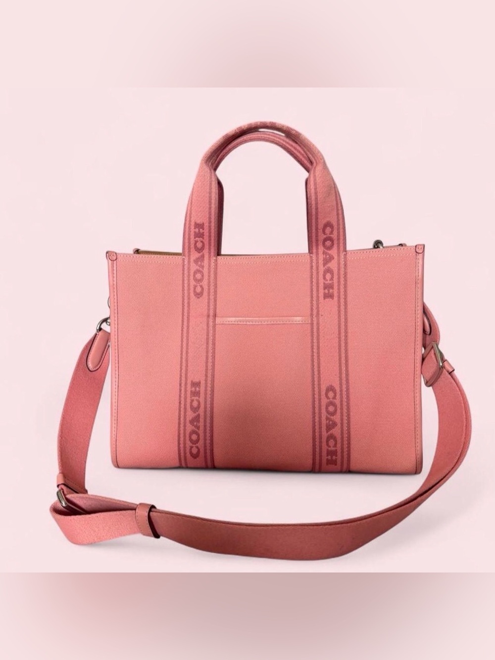 Coach Pink Signature Strap Tote